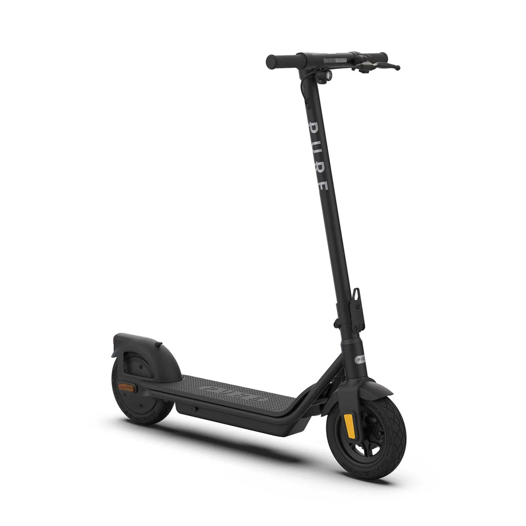 Black electric scooter on a white background