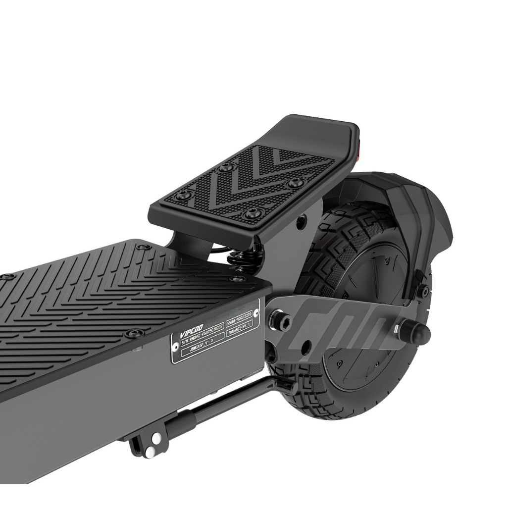 A black and orange Skootz NEW VS3 2025 electric scooter with LED lights and digital display.